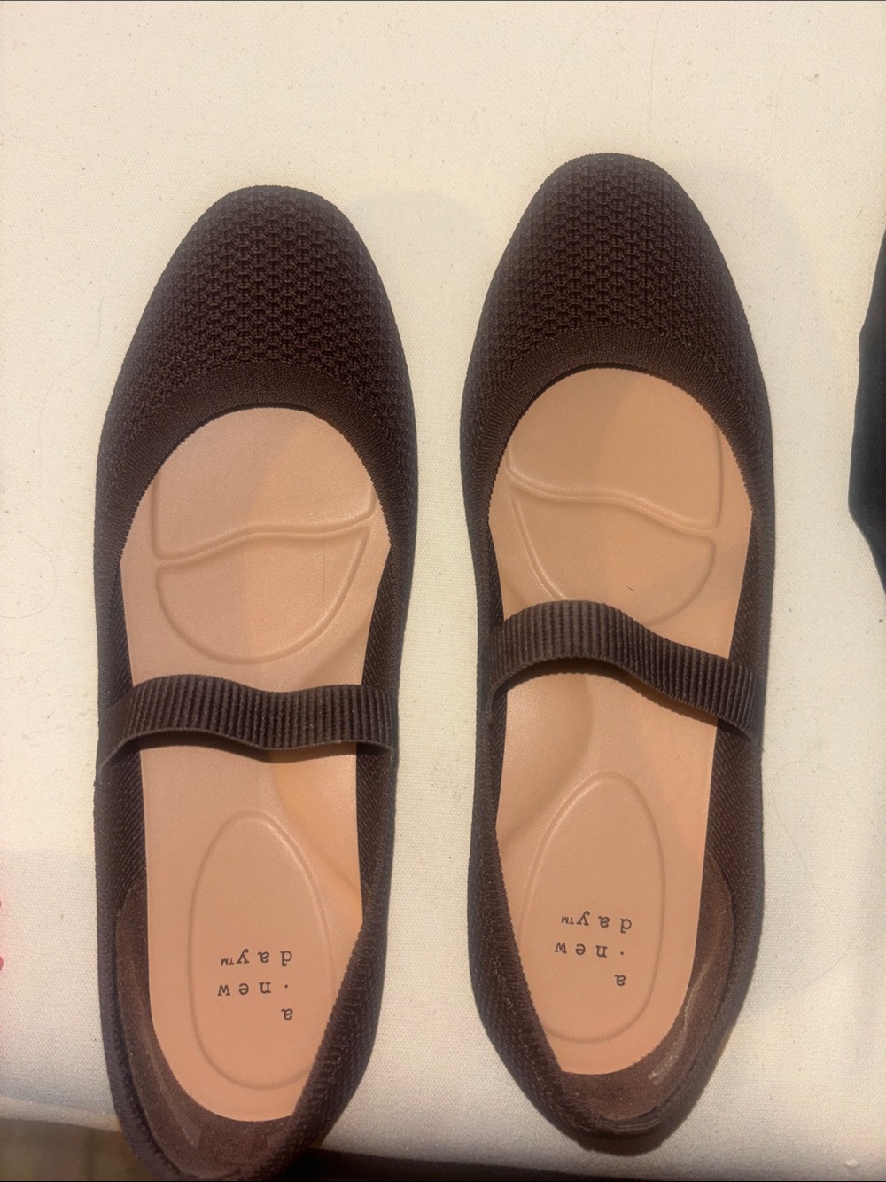 A New Day Dark Brown Knit Mary Jane Flats
